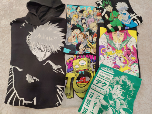  Lote Paca 6 Piezas Playeras Anime Bleach My Hero Academia