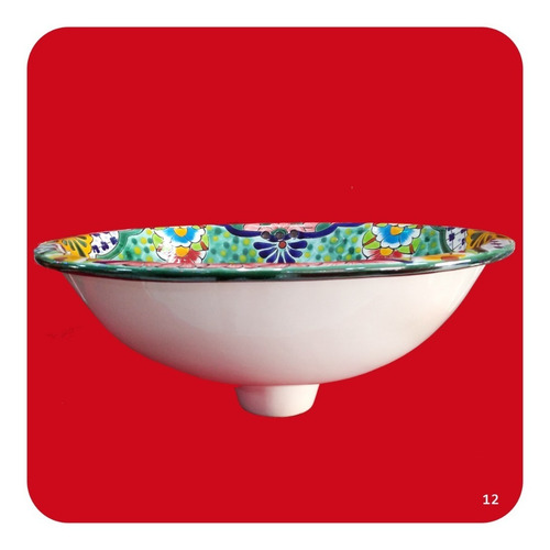 Imagen 2 de 3 de Lavabo Grande Color Cerámica Tipo Talavera 44x36x17 Cm M20