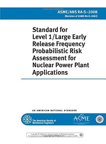 Libro: Asme Ra-s-2008: Ra-s-2008, Standard For Level Early