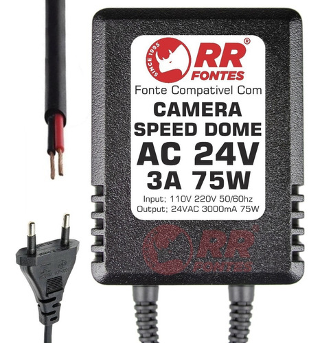 Fonte Câmera Speed Dome Cftv 24v 3a 75w Volt 110v-220v Nova