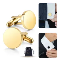 Comprar Par De Abotoaduras Redonda Punho De Camisa Aço Inoxidável