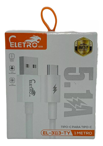 Cabo Para Carregar Celular El-3113-ty-iPhone Xv - Xiaomi Cor Branco