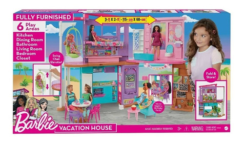 Barbie Casa De Malibu 6 Cuartos Con Accesorios Mattel