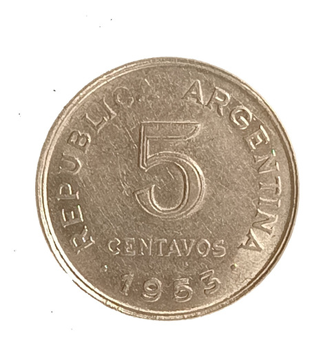 Argentina 5 Centavos 1953 Sin Circular Cj 248 Enchapado