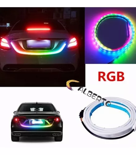 Tira de luces LED para maletero de coche, tipo de flujo de luces  intermitentes de freno, azul hielo, rojo, amarillo, blanco, decoración  trasera de