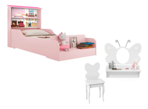Cama clásica Loja Tigo Cama Infantil casinha cuna color rosa con diseño de liz fabricada en mdf