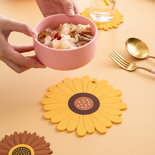 Mantel Individual Con Forma De Girasol, Almohadilla De Aisla