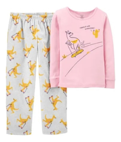 Pijama 2 Piezas Canguro Algodon Y Micropolar Niña Carters 5t