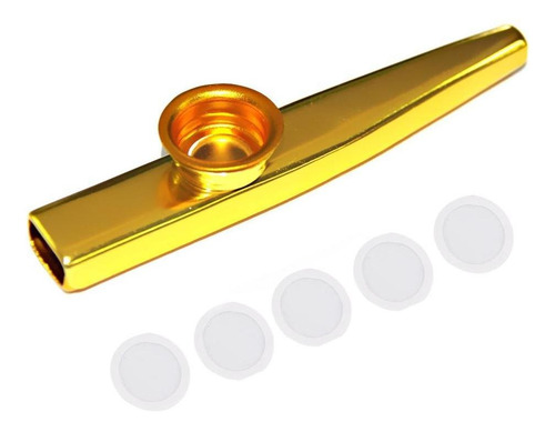 Paquete individual de aleación de aluminio Golden Kazoo Instrumento con 3 membranas para acompañamiento instrumental de fiesta 