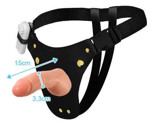 Cinta Peniana Prótese Pênis Realística Com Vibro 15x3,3cm