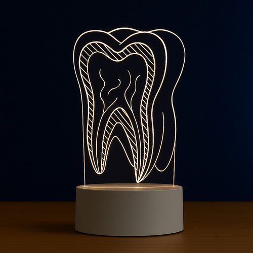 Luminária Led 3d Dente Interno  - Abajur De Mesa