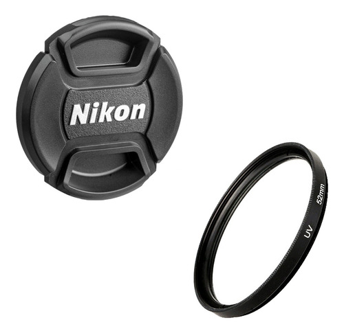 Combo Tapa Frontal + Filtro Uv Para Lente Camara Nikon de Ø52mm