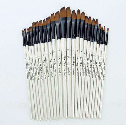 Imagen 2 de 9 de 12 Pinceles De Pintura Acuarela Artista Pincel Óleo Acrílico
