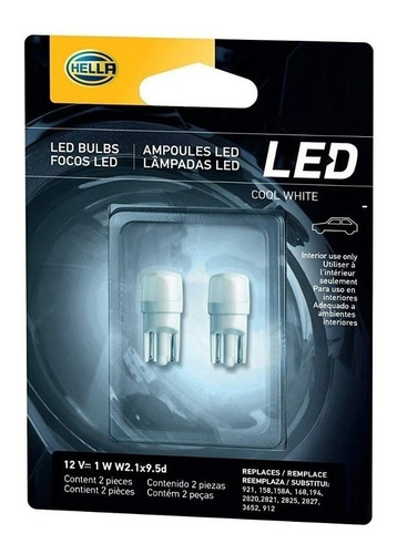 Ampolleta Hella 921 Led (par) 12v 1w W2.1x9.5d 65lm 5000 K