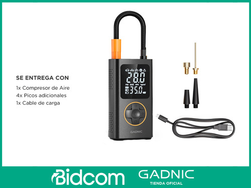 Compresor De Aire Portátil Gadnic Neumáticos Pantalla Lcd