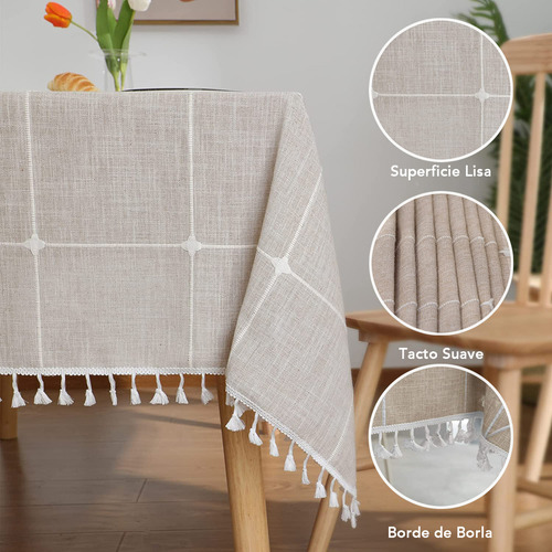 Manteles Rectangulares Impermeables Antimanchas Con Borlas 140x180cm