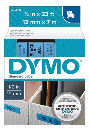45016 | Labelmanager | Cinta Dymo | Negro/azul | 12mmx7m