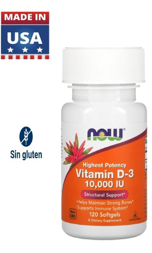 Vitamina D3 10000iu Americana Sin Gluten 