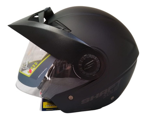 Casco Shaft 211 Abierto 3/4 Negro Mate Con Visor Certificado Color Negro Mate Tamaño Del Casco S