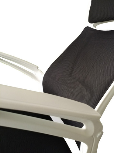 Silla De Computacion Apoyacabezas Blanca Con Tapizado Negro Color Blanco
