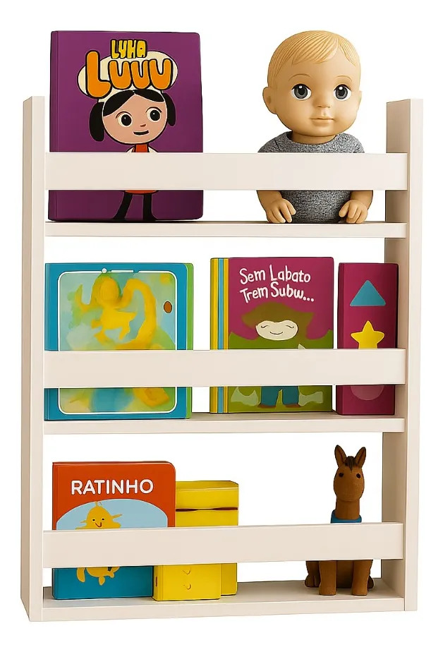 Porta-Revistas de Parede MDP Branco, Organizador Clean Para Revistas e Livros