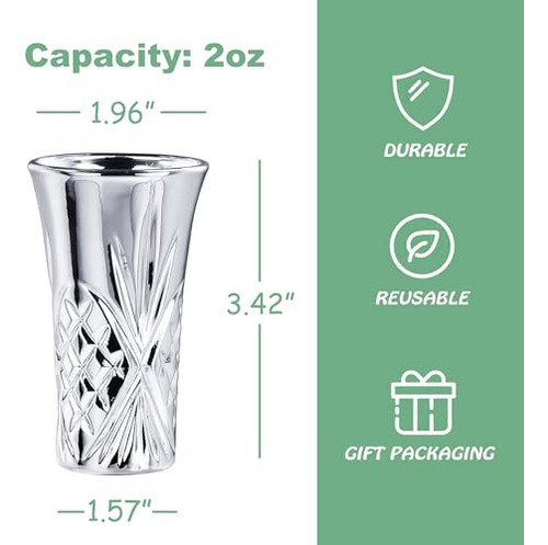 Set De Vasos De Chupito De Plata De 2 Onzas - 6 Vasos Tequil