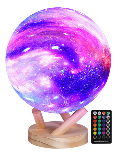 Lámpara Luna Galaxy 3d Control Remoto 16 Colores Regalo