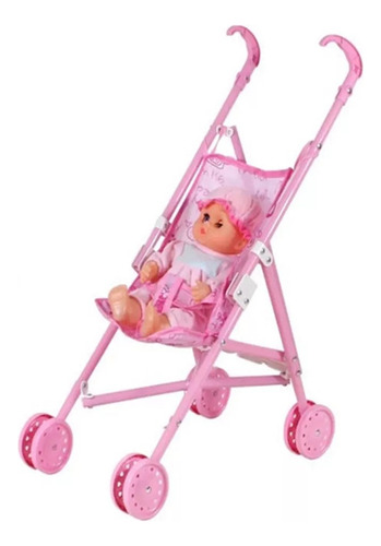 Carriola Para Muñeca De Plastico Plegable Juguete Niñas Color Multicolor