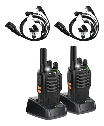 Retevis H-777 Walkie Talkie Recargable Negro 2 Auricular Via