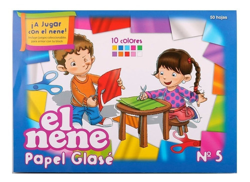 Block De Papel Glase Numero 5 El Nene X50 Hojas 10 Colores