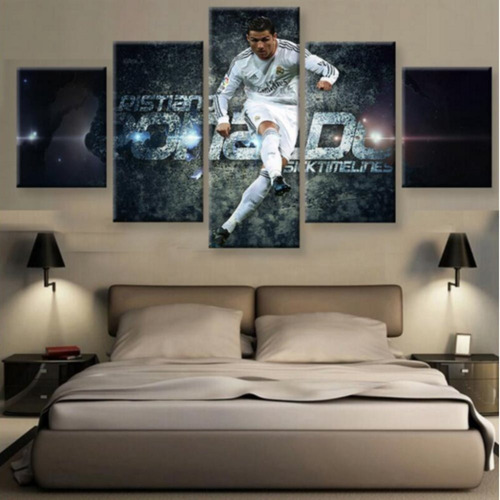 Cuadros Decorativos Futbol Ronaldo  5 Pzs Lienzo 150x80 Cms 