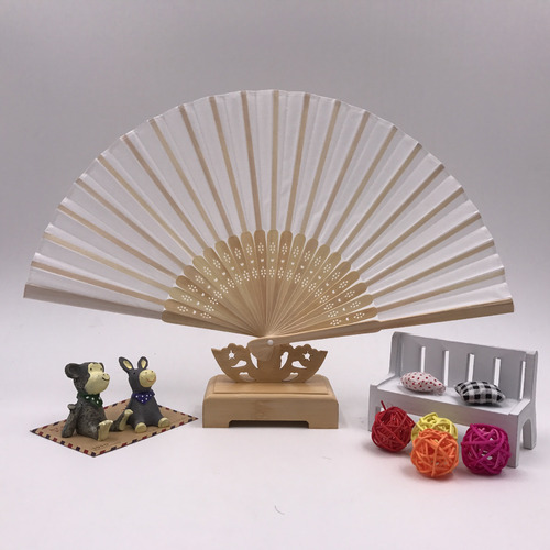 Rose Red - Foldable Blank Canvas Fan For Diy Painting