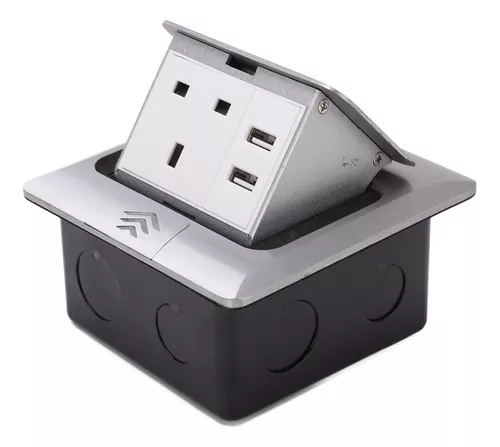 Enchufe de mesa empotrado, diseño integrado con 2 USB, enchufe empotrable  con tapa deslizante, 2 USB+2 enchufes estándar europeos para oficina en casa