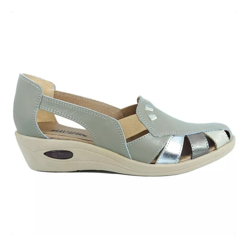 Sandalias Guaracha Cuero Beige Gran Confort Elastizadas