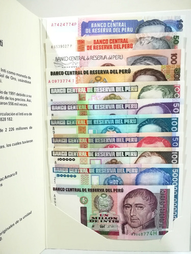 Imagen 4 de 5 de 11 Billetes Intis Originales De 1985 - 1990 - Unc (nuevos)