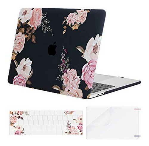 Funda Macbook Pro 15  2016-2019, Flor Peonía, Black