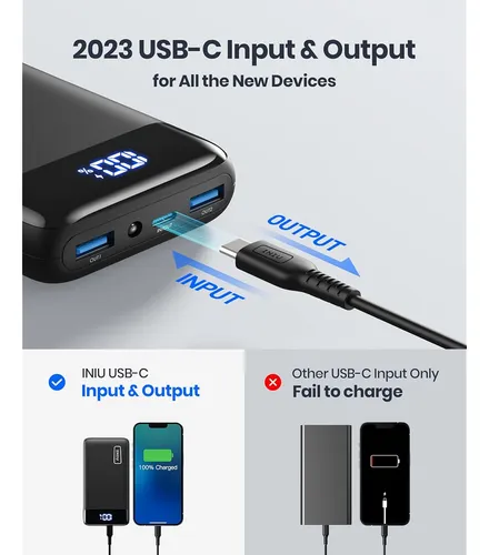 ~? Cargador Portatil Iniu, 22.5w 20000mah Usb C In & Out Pow