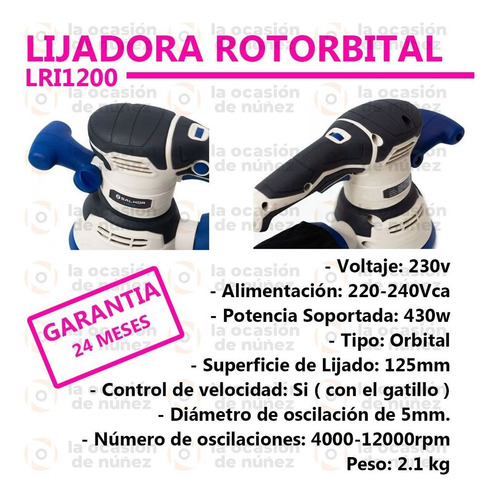 Imagen 2 de 7 de Lijadora Roto Orbital Salkor Lri1200 50hz 430w 220v