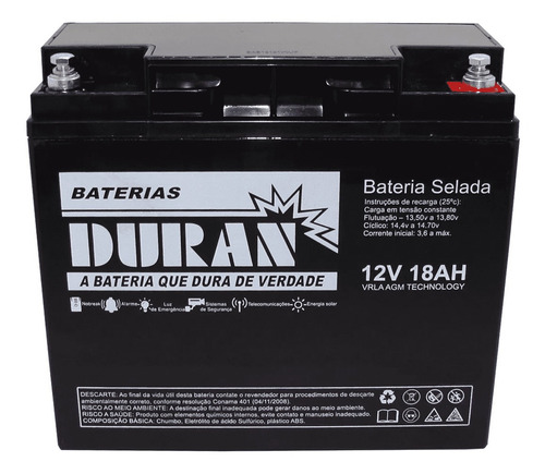 Bateria 18ah 12v Gerador Gt5500e