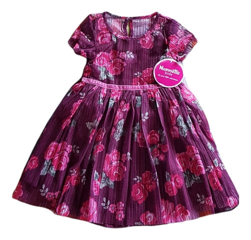 Espectacular Vestido Vinotinto Nannette Para Niñas Talla 3 