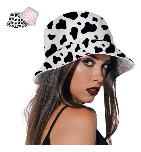 Sombrero De Pescador Con Estampado De Vaca Para Mujeres Y Ho