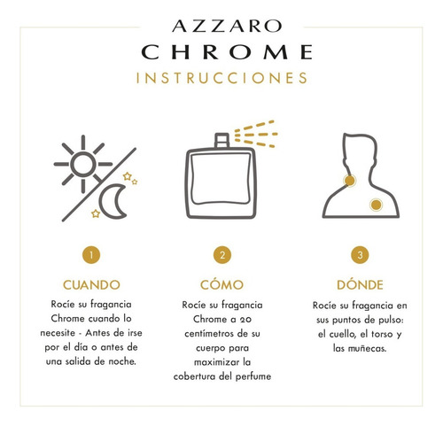 Perfume Azzaro Chrome Eau De Toilette Cítrico Acuático 200ml