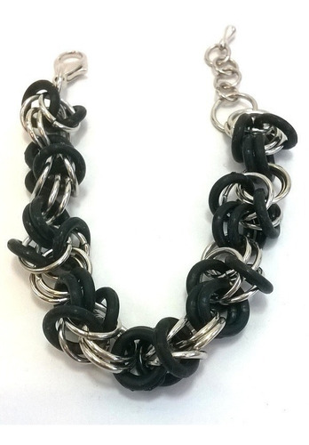 Imagen 2 de 10 de Pulsera Tejido Medieval 7 Colores Regulable Níquel Silicona