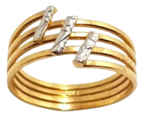 Anillo Combinado Para Mujer Laminado En Oro 18k Romminox