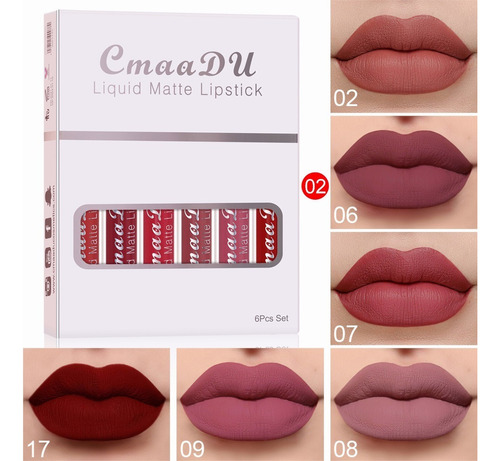 2024 Kit Labiales Barras Mate Tintas For Labios 6 Unidades