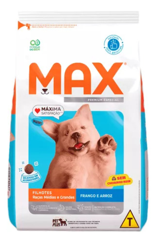Ração Max Premium Especial Frango E Arroz Filhotes 3kg