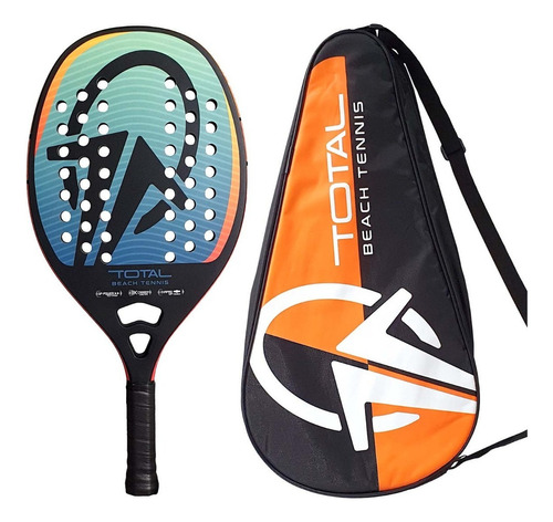 Raquete Beach Tennis Carbono 3k Total Match + Capa Cor Azul