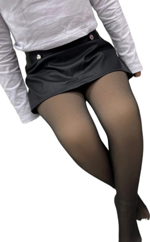 Medias Panty Efecto Piel Abrigadas Para Nenas Translucida Negro 9-12