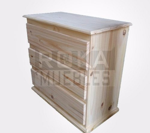 Imagen 1 de 2 de Comoda Cajonera 100x45x74 De 3 Cajones Pino Roka
