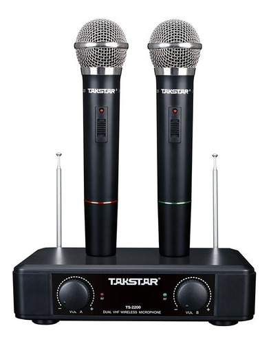 Sistema De Set 2 Micrófonos Inalámbricos Vhf Takstar Ts-2200 Color Negro